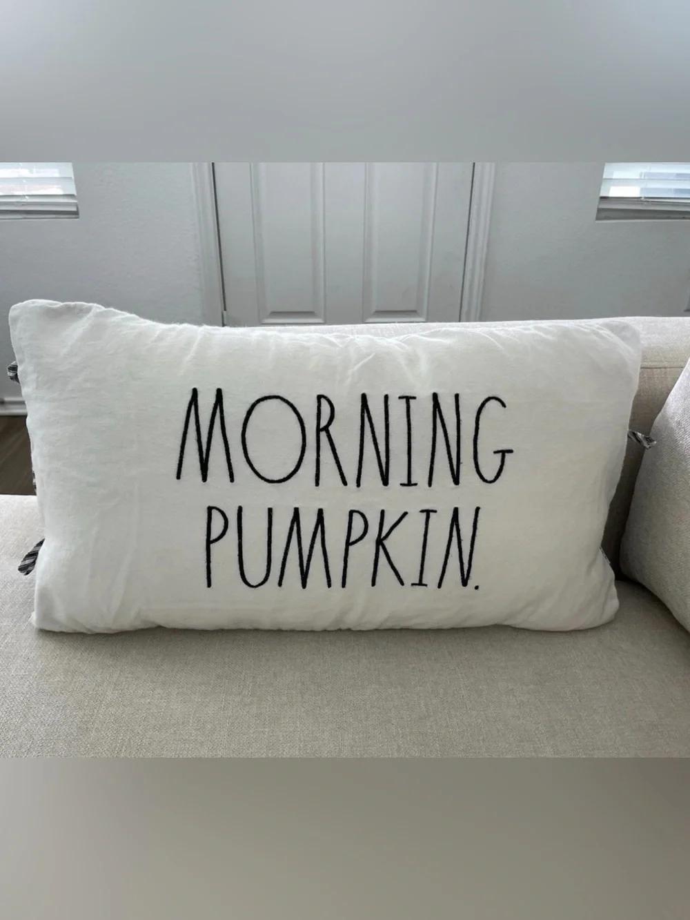 Morning pumpkin pillow by Rae Dunn